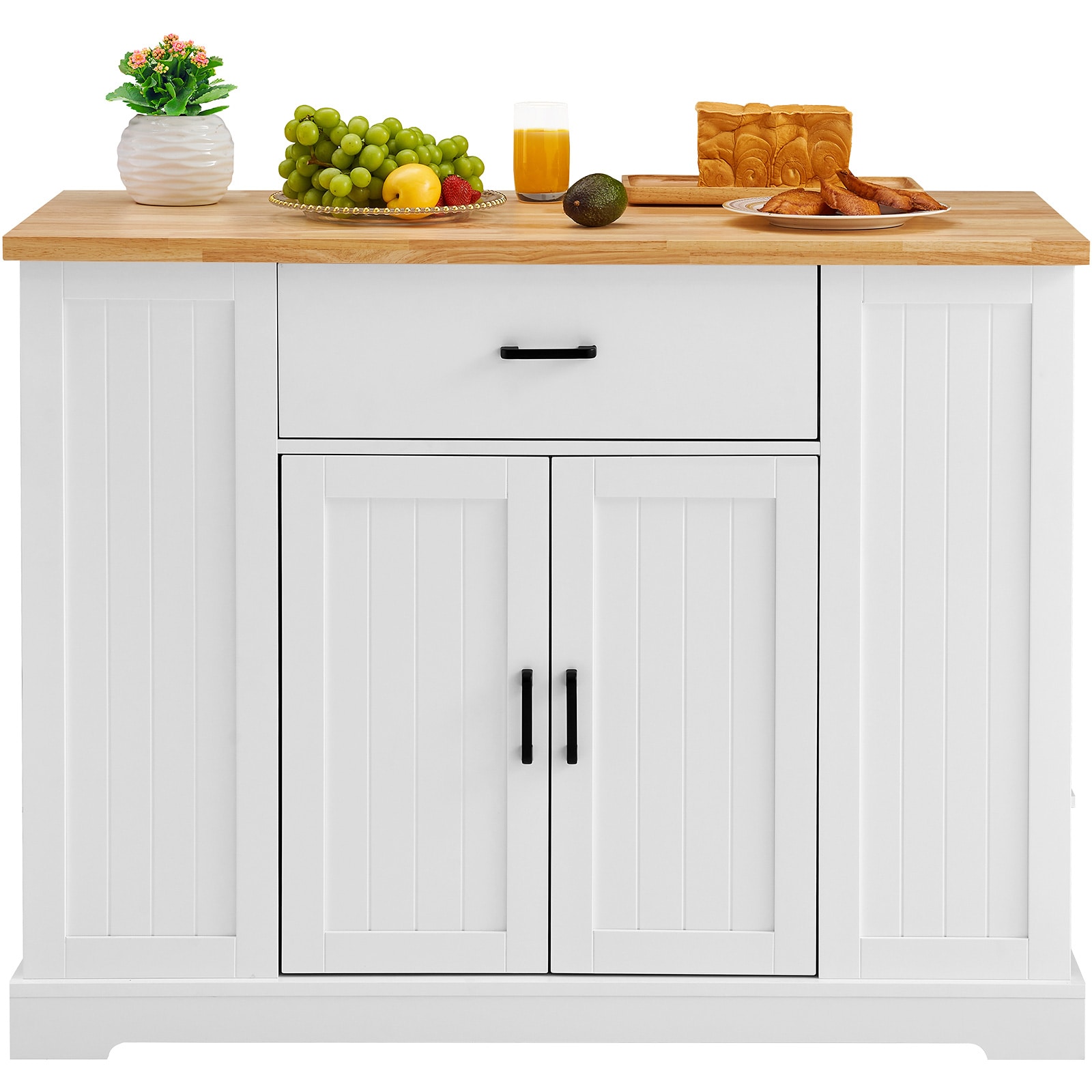 Kitchen Island Cart With Storage Cabinet Serving Cart And Drawer_voghion.com
